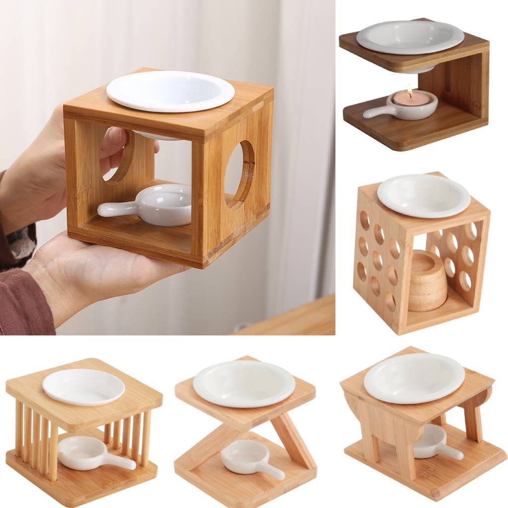 Wax Melt Burner - Wooden Essential Oil Burner with Ceramic