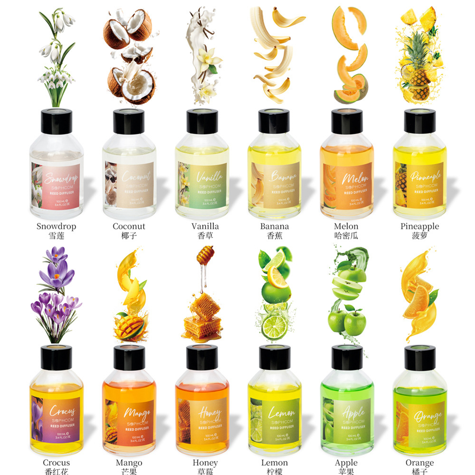 Home Fragrance That Lasts Long - 100ml Floral Fruity Reed Diffuser Set